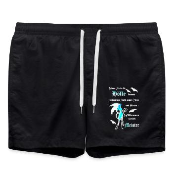 Hölle Teufel Satan Dämon gefallener Engel. - Badeshorts - Schwarz - Vorne - AI Model Male 185 light (185cm)