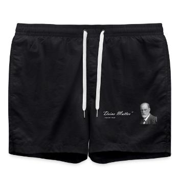 " Deine Mutter " Sigmund Freud - Badeshorts - Schwarz - Vorne - AI Model Male 185 light (185cm)