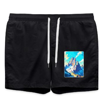 Dachstein Österreich Vintage Reiseplakat Souvenir - Badeshorts - Schwarz - Vorne - AI Model Male 185 light (185cm)