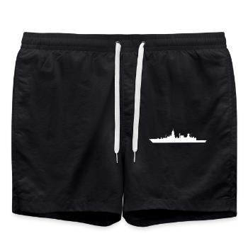 Fregatte Sachsen-Klasse 124 (White) - Badeshorts - Schwarz - Vorne - AI Model Male 185 light (185cm)