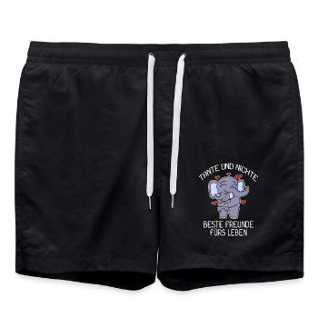 Tante und Nichte Bindung Beste Freunde Elefanten - Badeshorts - Schwarz - Vorne - AI Model Male 185 light (185cm)