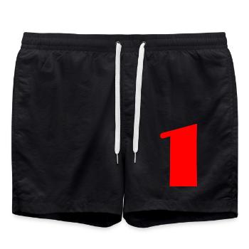 1. 1 JAHR. 1. JAHRESTAG. 1 JAHR GEBURTSTAG - Badeshorts - Schwarz - Vorne - AI Model Male 185 light (185cm)