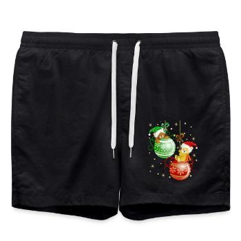 Bärchen auf Weihnachtskugeln Bär Weihnachtsdeko - Badeshorts - Schwarz - Vorne - AI Model Male 185 light (185cm)