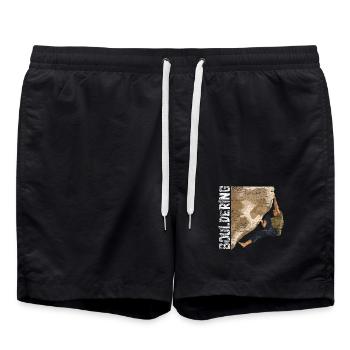 Draufgängerischer Boulderer Felswand - Badeshorts - Schwarz - Vorne - AI Model Male 185 light (185cm)