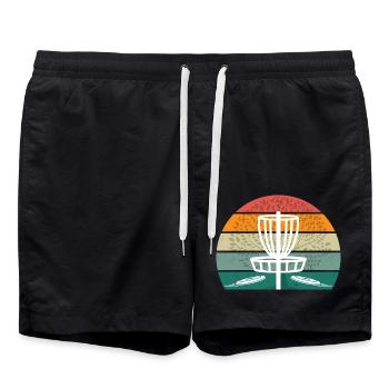 Vintage Disc Golf Sunset Retro - Badeshorts - Schwarz - Vorne - AI Model Male 185 light (185cm)