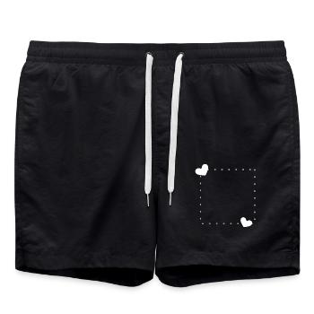 Herz Rahmen Ornament Linie Weiß - Badeshorts - Schwarz - Vorne - AI Model Male 185 light (185cm)