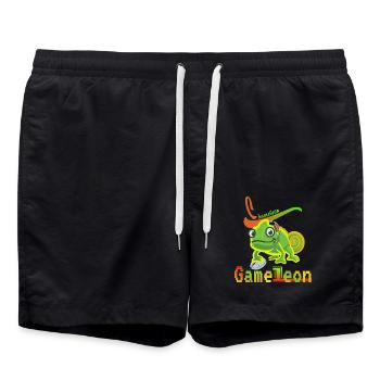 Game Leon . Chamäleon mit Mouse und Headset. - Badeshorts - Schwarz - Vorne - AI Model Male 185 light (185cm)