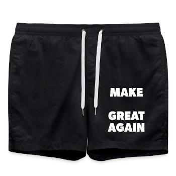 Make "Your Word" Great Again - Schablone - Badeshorts - Schwarz - Vorne - AI Model Male 185 light (185cm)