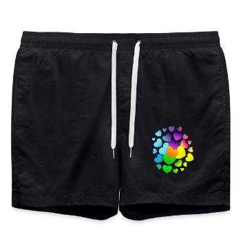 Herzen Herz viele Herzen - Badeshorts - Schwarz - Vorne - AI Model Male 185 light (185cm)