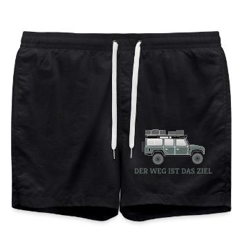 Dachzelt Offroad 4x4 Reisefahrzeug T-Shirt - Badeshorts - Schwarz - Vorne - AI Model Male 185 light (185cm)