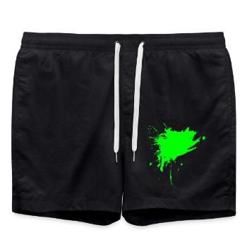 Fleck Bürste Farbe Gespritzt hellgrün Schmutz Grün - Badeshorts - Schwarz - Vorne - AI Model Male 185 light (185cm)