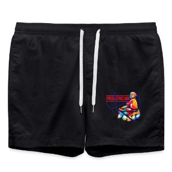 Sorgsamer Kinderarzt Babycheck - Badeshorts - Schwarz - Vorne - AI Model Male 185 light (185cm)