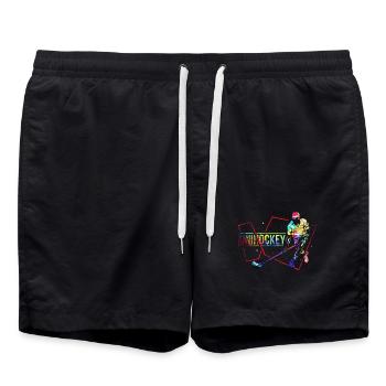 Reaktionsschneller Unihockey Torhüter - Badeshorts - Schwarz - Vorne - AI Model Male 185 light (185cm)