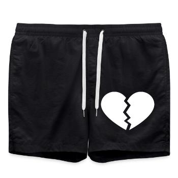 Zerbrochenes Herz Motiv - Badeshorts - Schwarz - Vorne - AI Model Male 185 light (185cm)