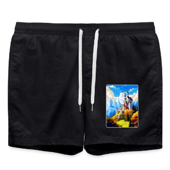 Schloss Neuschwanstein Deutschland Reiseplakat WPA - Badeshorts - Schwarz - Vorne - AI Model Male 185 light (185cm)