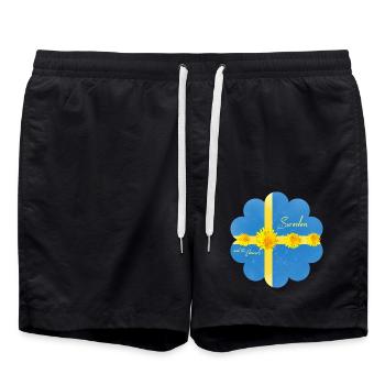 Schweden Blumen Midsommer - Badeshorts - Schwarz - Vorne - AI Model Male 185 light (185cm)