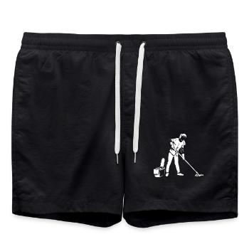Fleißige Putzfrau Reinigungsteam - Badeshorts - Schwarz - Vorne - AI Model Male 185 light (185cm)
