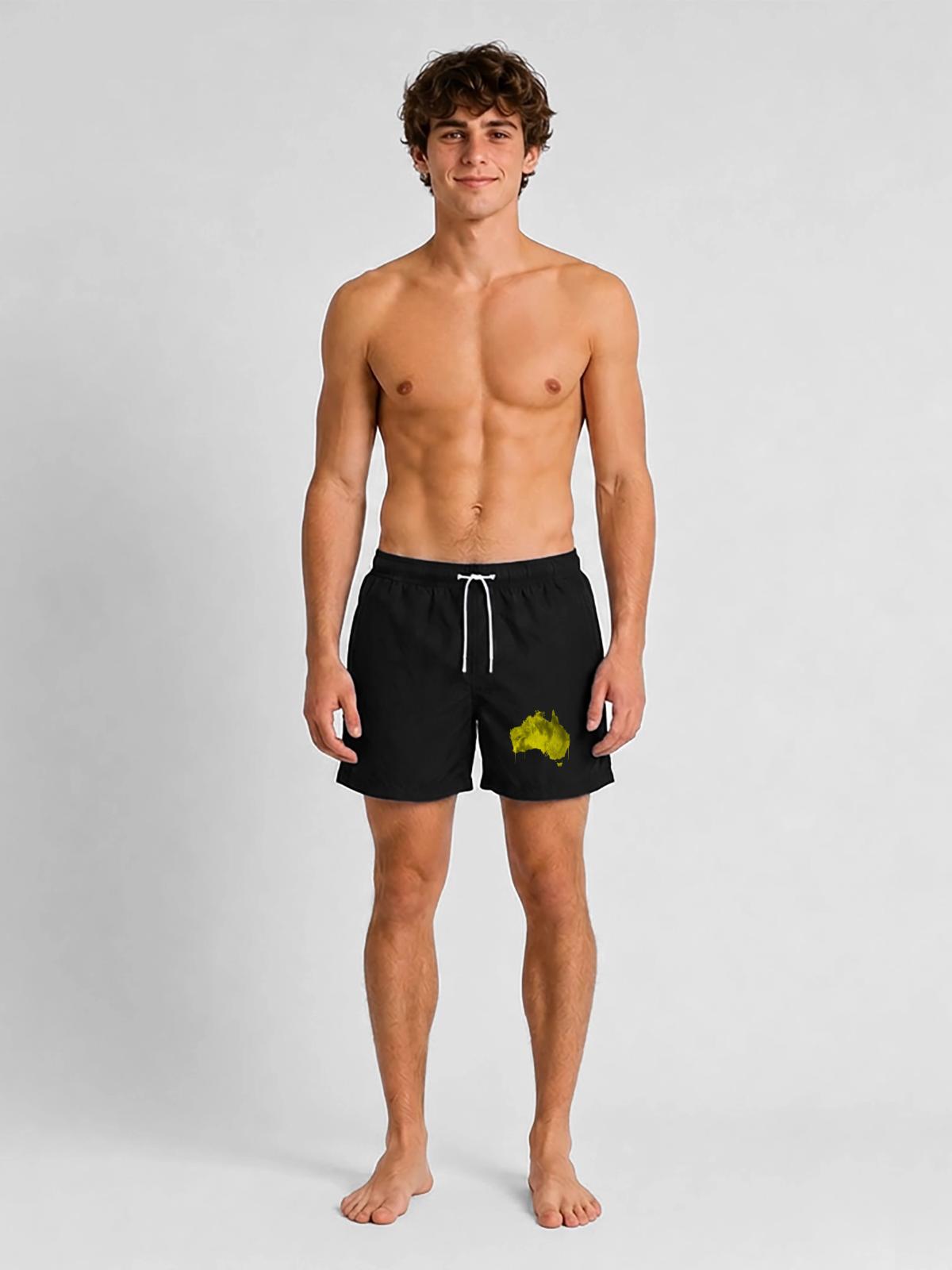 australien - Badeshorts - Schwarz - Vorne - AI Model Male 185 light (185cm)