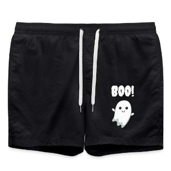 Boo Gespenst - Badeshorts - Schwarz - Vorne - AI Model Male 185 light (185cm)
