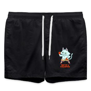 Schlagfertiger Boxerkater Boxring - Badeshorts - Schwarz - Vorne - AI Model Male 185 light (185cm)