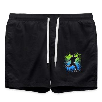 Fußball Spieler Kinder Fußballer Jungen Fussball - Badeshorts - Schwarz - Vorne - AI Model Male 185 light (185cm)