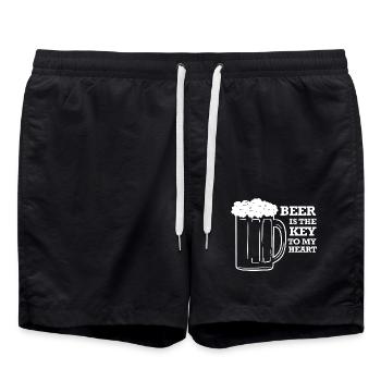 Herzhafter Biergenuss Kneipenabend - Badeshorts - Schwarz - Vorne - AI Model Male 185 light (185cm)
