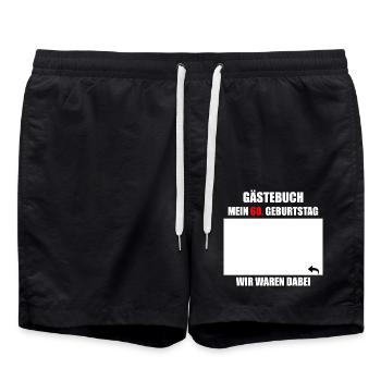 Unterschriften zum 60. Geburtstag - Gästebuch - Badeshorts - Schwarz - Vorne - AI Model Male 185 light (185cm)