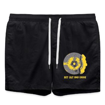 Brake / brake disc / brake pad yellow T-shirt - Swim Trunks - black - Front - AI Model Male 185 light (185cm)