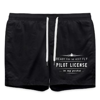 pilot license pilot major fly plane - Badeshorts - Schwarz - Vorne - AI Model Male 185 light (185cm)