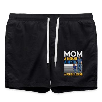Mama Eine Frau Ein Mythos Eine Polizeilegende Rech - Badeshorts - Schwarz - Vorne - AI Model Male 185 light (185cm)