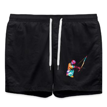 Zielsichere Bogenschützin Turnier - Badeshorts - Schwarz - Vorne - AI Model Male 185 light (185cm)