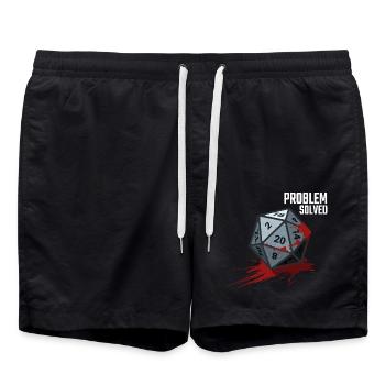 D20 Würfel - Problem solved - Badeshorts - Schwarz - Vorne - AI Model Male 185 light (185cm)