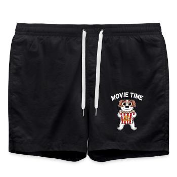 Kinoabend Filmabend Movie time Jack Russell - Badeshorts - Schwarz - Vorne - AI Model Male 185 light (185cm)