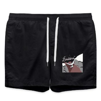 Schwindelfreier Boulderer Felswand - Badeshorts - Schwarz - Vorne - AI Model Male 185 light (185cm)
