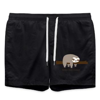 Faultier. Nope. Not Today - Badeshorts - Schwarz - Vorne - AI Model Male 185 light (185cm)