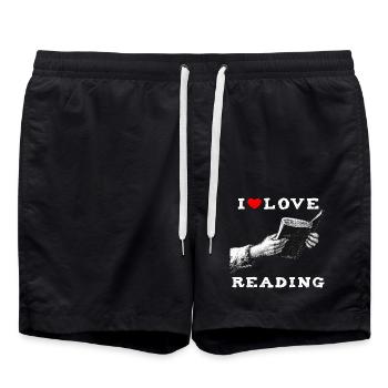 Ich liebe lesen - Badeshorts - Schwarz - Vorne - AI Model Male 185 light (185cm)