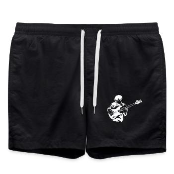 Vibrierender E-Bass Konzertbühne - Badeshorts - Schwarz - Vorne - AI Model Male 185 light (185cm)