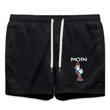 Moin mit Möwe - Moin Möwe - - Badeshorts - Schwarz - Vorne - AI Model Male 185 light (185cm)