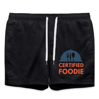 certified food lover food foodie - Swim Trunks - black - Front - AI Model Male 185 light (185cm)