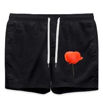 Mohnblume Mohn Klatschmohn - Badeshorts - Schwarz - Vorne - AI Model Male 185 light (185cm)