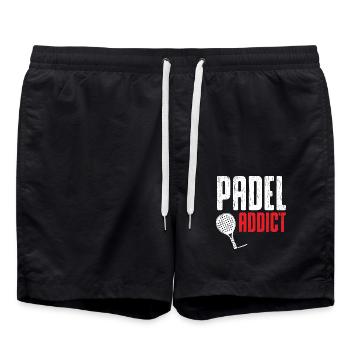 Padel Süchtig - Padel Tennis - Badeshorts - Schwarz - Vorne - AI Model Male 185 light (185cm)
