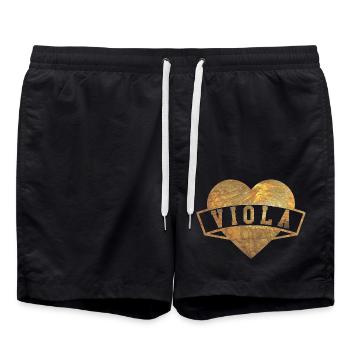 Viola Herzen Gold - Badeshorts - Schwarz - Vorne - AI Model Male 185 light (185cm)