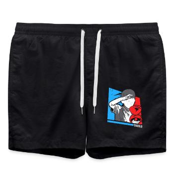 Wirbelnder Diabolo Zirkusjongleur - Badeshorts - Schwarz - Vorne - AI Model Male 185 light (185cm)