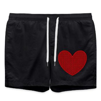 rotes Herz rot Geschenk Valentinstag - Badeshorts - Schwarz - Vorne - AI Model Male 185 light (185cm)