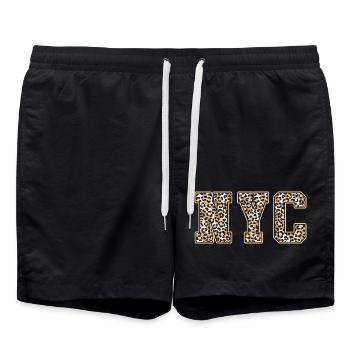 New York Leo Muster - Badeshorts - Schwarz - Vorne - AI Model Male 185 light (185cm)