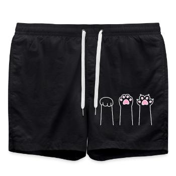 Katze Pfote Spiel Katzenpfoten Stein Papier Schere - Badeshorts - Schwarz - Vorne - AI Model Male 185 light (185cm)