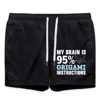 Mein Gehirn besteht zu 95% aus Origami-Anleitungen - Badeshorts - Schwarz - Vorne - AI Model Male 185 light (185cm)