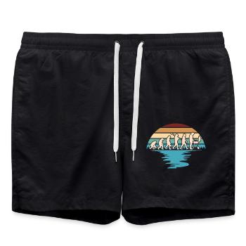 Grill Evolutions Shirt - Neandertaler bis Grillmei - Badeshorts - Schwarz - Vorne - AI Model Male 185 light (185cm)