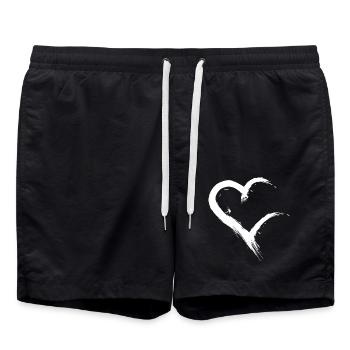 Herz unvollständig Herz Bürste neu Design Weiß - Badeshorts - Schwarz - Vorne - AI Model Male 185 light (185cm)