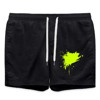 Fleck Farbe Gespritzt gelb Schmutz schmutzig - Badeshorts - Schwarz - Vorne - AI Model Male 185 light (185cm)